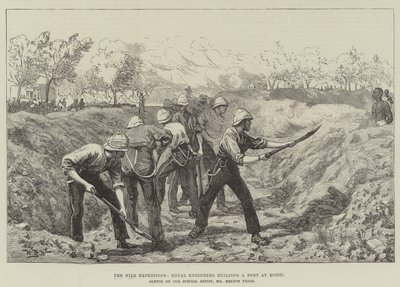 The Nile Expedition, Royal Engineers building a Fort at Korti by William Barnes Wollen